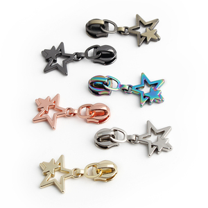 Tùy Chỉnh Mạ Đầy Màu Sắc Kích Thước 5 Kim Loại Dây Kéo Thanh Trượt Nylon Một Cặp Sao Hình Trái Tim Dây Kéo Kéo Khóa Đầu Puller Cho Túi Xách - Product Image 4