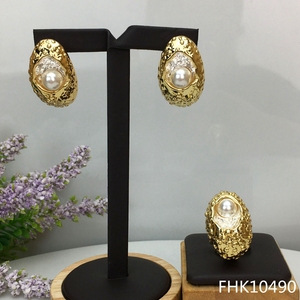 Yuminglai FHK10490 Anting-Anting Wanita, Perhiasan Pelat Emas Mode Italia Elegan Penjualan Laris - Product Image 1
