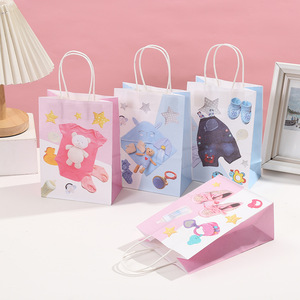 Nouveau sac à main en papier pour cadeaux de bébé garçon ou fille, sacs à bonbons pour baby shower, décorations de fête d'anniversaire, sacs cadeaux pour enfants - Product Image 1