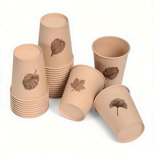 Vasos de Papel Kraft de Doble Pared Ecológicos Desechables con Logotipo Personalizado a Precio de Fábrica, con Tapa, para Café, Matcha, Jugo, Smoothie de Fresa, Vino - Product Image 2