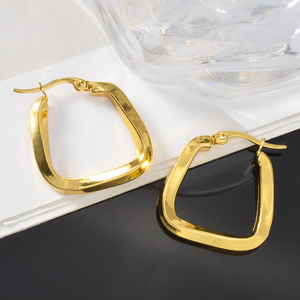 Pendientes de Aro Cuadrados de Acero Inoxidable Chapados en Oro de 18K, Resistentes al Agua, Sin Deslustre, Joyería Minimalista Diaria para Mujer - Product Image 5