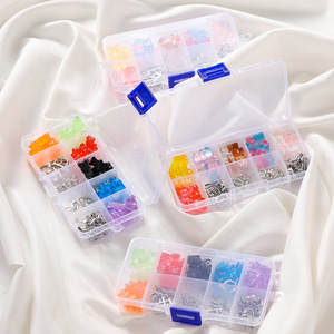 Crochets d'oreilles d'ours en résine, 10 compartiments, accessoires de bijoux DIY, ensemble coloré pour la création, printemps 2024, origine Jinhua - Product Image 1