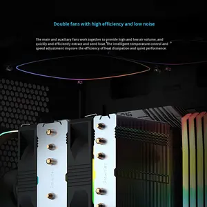 Enfriador de CPU Yajun X800, Refrigeración por Aire, Seis Tubos de Cobre, Doble Torre, Silencioso 25dBA, LED Multicolor, 66.17CFM, Rodamiento de Aleación - Product Image 3