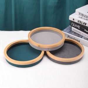 Petite boîte à <span class=keywords><strong>bijoux</strong></span> ronde en velours de bambou de 25cm et organisateur de stockage domestique - Product Image 3