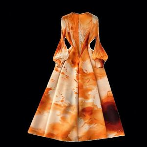 Vestido Maxi Plisado Romano Transpirable Lavable de Manga Larga para Mujer, Estampado Imperio con Encaje, Tejido Ecológico, Corte A, para Fiesta de Invierno, Morado - Product Image 5