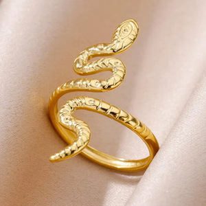 Anillo de Serpiente Abierto de Moda, Ajustable, Animal, Reptil, para Hombre y Mujer, Chapado en Oro, Estilo Punk, Joyería de Boda - Product Image 5