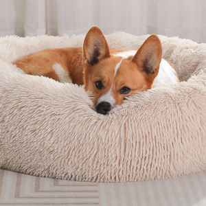 Venta caliente de felpa suave y calmante Donut cama de perro moda goteo lavable <span class=keywords><strong>Extra</strong></span> grande perro sofá gato cama redonda para mascotas - Product Image 3