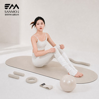 Kit d'entraînement de yoga et Pilates 6-en-1 : Tapis, bloc, haltères en silicone, barre, anneau triangulaire, bande de résistance – Vert sauge, logo personnalisé, OEM