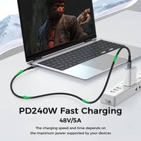 CHXDEV Câble de données tressé de haute qualité en gros, Type C, 1m, PD3.1, 240W, 48V, 5A, charge rapide, transfert de données 480Mbps, Type C