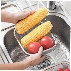 Accessoires de cuisine en acier inoxydable : passoire à mailles fines, panier rectangulaire, passoire carrée pour filtrer, égoutter, faire couler et rincer - Product Image 3