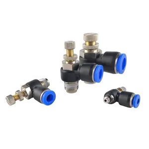 Elbow 90 Degree miniature flow control connector Pneumatic Throttle Valve SL Pipe Fitting