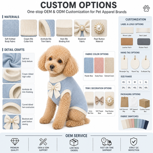 Gilet en tricot côtelé sans manches à col roulé avec nœud perlé, vêtements pour animaux de haute couture, manteau pull doux et chaud - Product Image 3