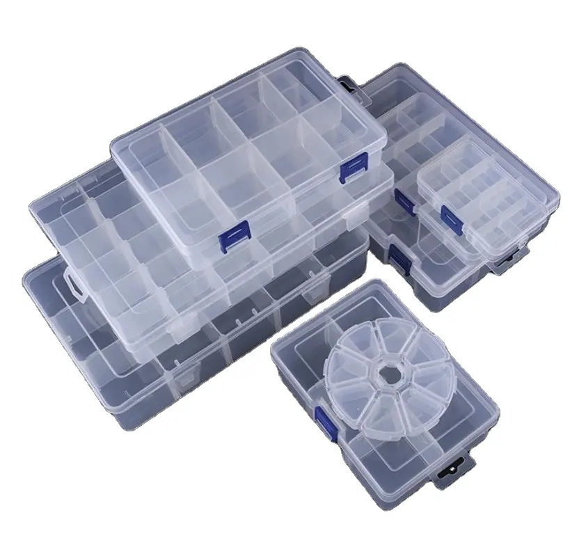 Organizer Box Clear Plastic Adjustable Compartments Storage Container with Removable Dividers for Beads,compartment box