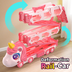 <span class=keywords><strong>Juguete</strong></span> <span class=keywords><strong>de</strong></span> Fricción Unisex <span class=keywords><strong>de</strong></span> Princesa Rosa, Caballo Unicornio, Vehículo <span class=keywords><strong>de</strong></span> Plástico Plegable Transformable, Camión <span class=keywords><strong>de</strong></span> <span class=keywords><strong>Juguete</strong></span> para Niños - Product Image 4