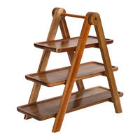 Support de présentation de desserts en bois d'acacia de qualité supérieure, fait main, portable, avec poignée, pour café et restaurant, support de table de luxe