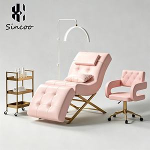 Manufacturer High Quality Synthetic Leather Electric Eyelash Eyebrow <b>Bed</b> Eyelash Lounger Curved Facial Beauty Lash <b>Bed</b> - Product Image 5