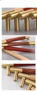 Woood Với Brass Vàng T-Bar Xử Lý Chải Brass Đồ Nội Thất Núm Cho Tủ Quần Áo Tủ Quần Áo Ngăn Kéo Và Tủ Bếp - Product Image 6