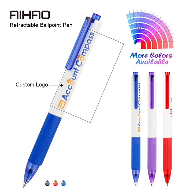 Aihao New Arrival Custom Logo Ttyangle Barrel Ballpen Comfortable Rubber Sleeve Ballpoint Pens Wholesale 4 Colors made Plastic