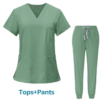 Nouvelle tenue médicale extensible pour infirmières et médecins : Blouse à poche frontale et pantalon – Vente en gros
