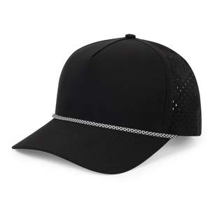 Wholesale Custom PVC Rubber Logo Hat Laser Cut Hole Perforated Dad Hat <b>Waterproof</b> Sport Baseball <b>Cap</b> With Rope - Product Image 4