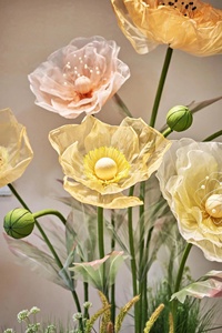 Conjunto de amapola gigante hecho a mano de gama alta de diseñador senior flores artificiales para accesorios de escenario decoración de boda fotografía - Product Image 4