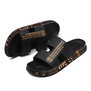 New Trung Quốc Giá Rẻ Thời Trang Tùy Chỉnh Ngoài Trời Đen Dép Nam Dép Slide <span class=keywords><strong>Sandals</strong></span> - Product Image 1