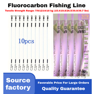 10 lignes de pêche en <span class=keywords><strong>fluorocarbone</strong></span> avec émerillon et mousqueton, résistance 7-18 kg (15,4-39,7 lb), pour montage de leurres en eau salée/eau douce - Product Image 2