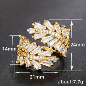 Q314 Geometric Cocktail <b>Ring</b> Gold Plated <b>Crystal</b> Rhinestone Channel Setting Women's Party Jewelry - Product Image 5