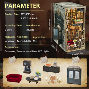 Cuốn sách Nook Bộ dụng cụ cho người lớn và thanh thiếu niên, tự làm thu nhỏ Dollhouse Kit, quà tặng cho gia đình, bạn bè (bốn mùa cà phê) - Product Image 2