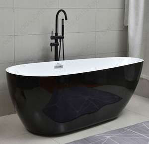 CE צרפתית ABS פיברגלס ואקריליק קירות נוסף עמוק אמבטיה 56 אינץ שחור צבע בודד אמבטיה ומקלחת - Product Image 4
