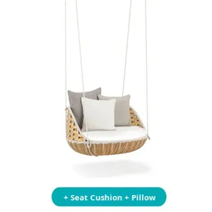 Sillón Columpio de Ratán para Exteriores, Cesta <span class=keywords><strong>Colgante</strong></span>, Hamaca Doble, Cuna Balancín para Jardín, Patio, Ocio, Sofá Interior para Villa - Product Image 3