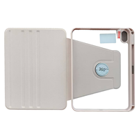 Étui arrière transparent en acrylique rotatif à trois volets en cuir PU pour iPad 10.2 2019 2020 2021 avec bord en TPU souple et support pour stylet