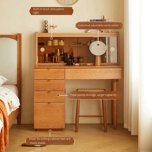 Table de toilette moderne et minimaliste <span class=keywords><strong>en</strong></span> bois de cerisier massif avec éclairage intégré - Product Image 3