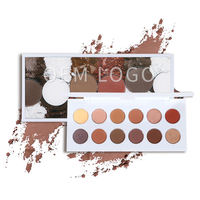 Palette de fards à paupières cosmétiques en gros sous marque privée, 12 couleurs, en plastique, végétaliens, hautement pigmentés, pailletés et mats