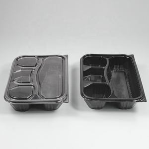 Bán buôn dùng một lần Bento đen hộp đựng thức ăn với khoang <span class=keywords><strong>Polystyrene</strong></span> Takeaway thực phẩm hộp giao hàng với 4 5 6 khoang - Product Image 3