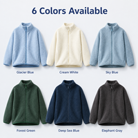 Veste polaire pour garçons 320GSM, fermeture éclair intégrale, col montant, douce, chaude et légère, vêtements d'extérieur pour enfants, vente en gros OEM ODM
