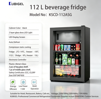 Congélateur vertical mini 112L à double température, porte vitrée, dégivrage automatique, contrôle LED, refroidissement direct/statique, 3 étagères