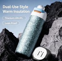 Bouteille d'eau isotherme double paroi en titane pur 550 ml, anti-fuite, légère et portable, pour sports de plein air