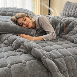 Juego de Ropa de <span class=keywords><strong>Cama</strong></span> Acolchada de Terciopelo de Color Sólido, con Funda de Terciopelo Coral y Sábana de Terciopelo Acolchada con Algodón, Gruesa y Cálida - Product Image 3