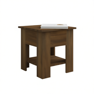 Table basse en bois d'ingénierie en chêne brun, 15,7x15,7x16,5 pouces, design moderne, meubles de salon - Product Image 1