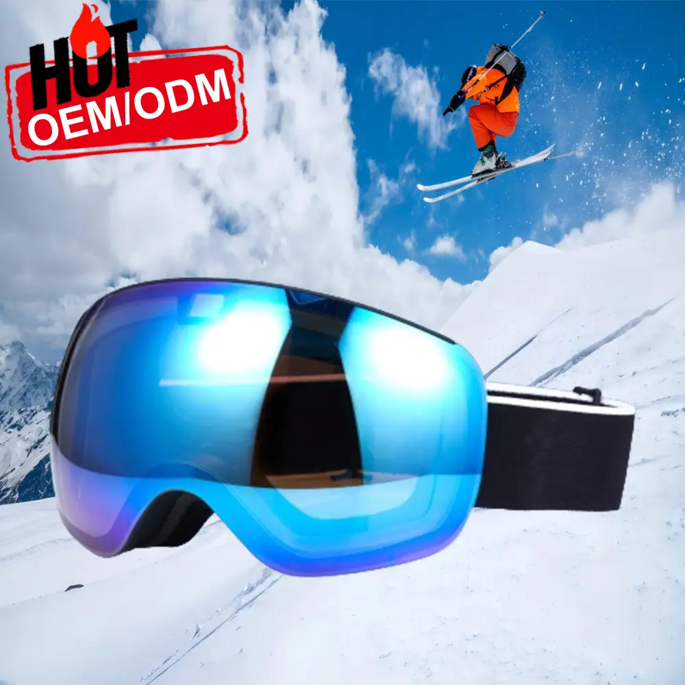 Lunettes de ski à changement de couleur en continu pliable, cadre en TPU confortable et sûr Anti UV Anti-buée Double lentille Lunettes de ski pour hommes femmes