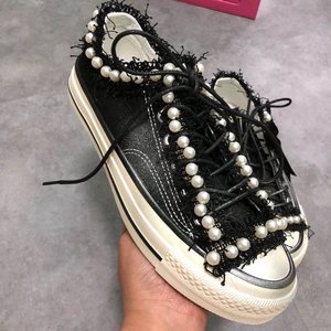 Zapatillas de lona para mujer, diseño original, resistentes, con cuentas hechas a mano, pintadas con aerosol, tallas grandes, cómodas, versátiles y modernas - Product Image 5