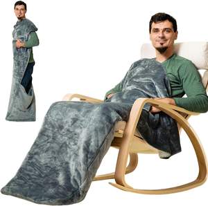 Selimut sherpa bulu flanel saku kaki ringan dengan selimut lempar saku marsuper TV selimut lutut - Product Image 4