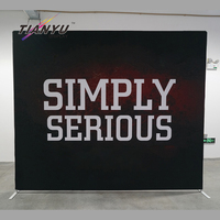 Support de toile tendue en aluminium noir portable 8ft 10ft pour mur de fond droit, stand d'exposition et bannière de salon professionnel