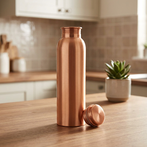 Premium 100% Pure Copper Modern Kitchen Water <b>Bottle</b> Plain Seamless Sports <b>Flask</b> Leak-Proof Ayurvedic Health Benefits Drinkware - Product Image 2