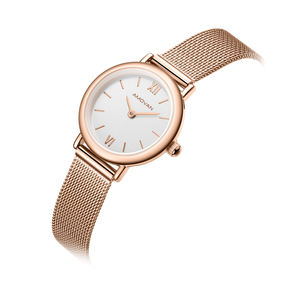 Reloj de Mujer Pequeño y Minimalista de Acero Inoxidable Color Oro Rosa con Esfera Blanca, Movimiento de Cuarzo Japonés, Resistente al Agua 3ATM - Product Image 3