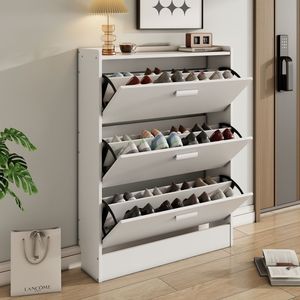 <span class=keywords><strong>Meuble</strong></span> à chaussures 3 niveaux blanc, style moderne et élégant, avec tiroirs, gain de place, pour salon - Prix de gros - Product Image 2