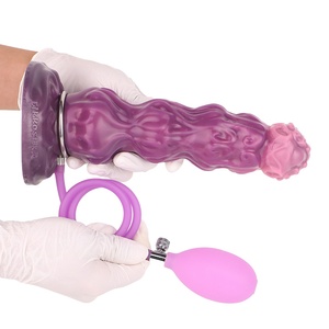 ELKKOST 9 Inches Inflatable Anal <b>Dildo</b> with Suction Cup Side Inflating air Pump Silicone Flexible Anal Plug for Men Women - Product Image 2