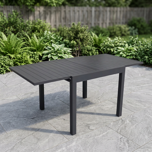Modern Grey 4-6 Person <b>Outdoor</b> Metal Aluminum Foldable <b>Extendable</b> <b>Dining</b> <b>Table</b> 90/180x90cm Rectangular 1 Year Warranty Brand LV - Product Image 3