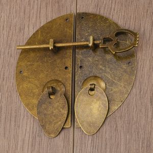 Antique Panel Latch Buckle 10cm Diameter Bronze Metal Vintage <b>Security</b> Handle For Bag <b>Box</b> Double Opening Decorative Hardware - Product Image 4